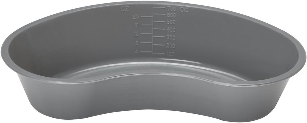 Graduated Emesis Basins 700 ML – Kidney Shaped Grey Medical Bowl, Sturdy Plastic Tray (Pack of 12)