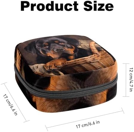 Period Bag,Sanitary Napkin Storage Bag,Basket and Black Dog,Tampon Bag for Purse