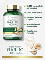 Carlyle Garlic Supplement 1000mg | 180 Caplets | Odorless Pills | High Allicin Extract | Vegetarian, Non-GMO & Gluten Free