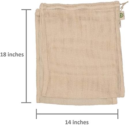 Reusable Onion Storage Bags - Organic Cotton Mesh Onion Bags with Drawstring - Washable Onion Holder Storage - Net Onion Keeper Sacks - Perfect Potato Storage Bags - Root Vegetable Sacks (3 X-Large)