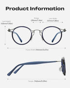 Round Blue Acetate Frame Anti-Blue Light Glasses Retro Fashion Reading Glasses Relieve Eye Fatigue Glasses-FT823444