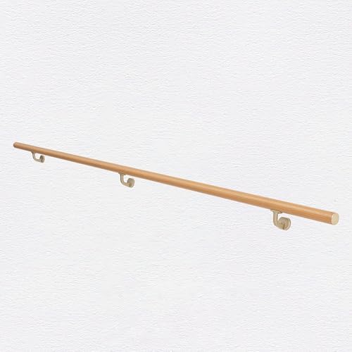 12FT Handrails for indoor&outdoor stairs,deck,slope,Modern Aluminum Handrail Set, Wall-Mounted with Zinc-Alloy Brackets，Crafted from aluminum alloy (not solid wood) rust-free (Cherry Wood Grain, 12FT)