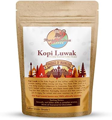 Monkey Business Coffee - Wild Kopi Luwak Coffee Whole Beans - Sustainably Sourced (from Indonesia) - 70oz (2kg)