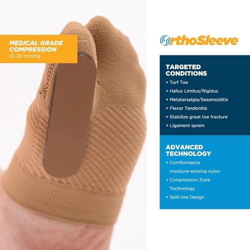 OrthoSleeve Turf Toe Brace TT3 specifically designed to treat and prevent Hallux Limitis and relieve pain from big toe fractures (S/M Left Foot)