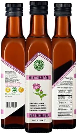 Siberian Green Milk Thistle Oil – 250ml Single Varietal Seed Oil – Extra Virgin Unrefined Cold Pressed Food-Grade Formula From Siberia Altai Golden Mountains