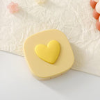 Love Heart Contact Lens Cases, Travel Portable Contact Lens Container Box With Mirror,Cute Eyes Care Eyewear Kits Organizer (Yellow)