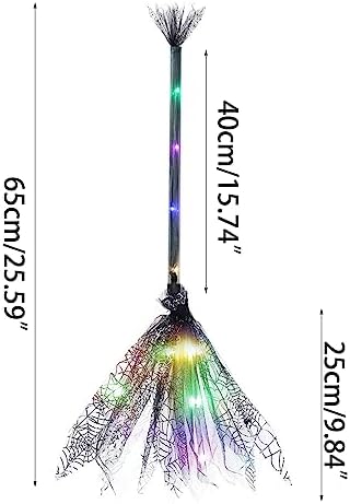 Lighted Witch Broom with LED Lights Halloween Witches Broomsticks Props Costume Accessories for Decoration