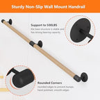 8FT Round Wooden Stair Handrail,Indoor Staircase Handrail,Wall Mount Support Stair Railings, Non-Slip Safety Corridor,Lofts,Patio,Guardrail,Home Wood Hand Railings for Elderly,Children,Disable People