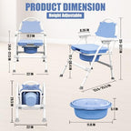 4 in 1 Folding Bedside Commode Chair for Seniors & Disabled - Adjustable Height Adults Potty Chair with Arms, Back & 30 PCS Cleaning Bag for Pregnant Women & Post-Surgery - Supports 360 lbs(ABS Seat)
