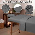 Oudain 4 Sets 3 Piece Soft Microfiber Massage Table Sheets Set Bulk Includes Massage Flat Sheet and Fitted Sheet and Face Rest Cover(Cool Grey)