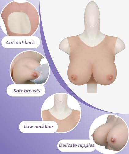 Fake boobs Silicone Breastplate Fake breasts forms B-I Cup Breast Plates Transgender Low neckline Back cutout Silicone