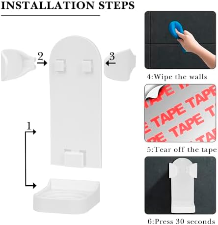 Linkidea 2 Pack Self Adhesive Razor Hanger, Adjustable Shaver Holder Wall Mounted, Shower Organizer Compatible with Braun Series 5, 6 (White)