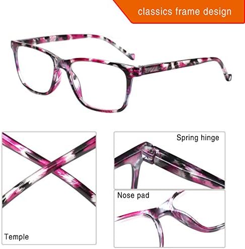 5 Pack Reading Glasses Men Women Spring Hinges Comfortable Glasses for Reading (5 Mix-2, 3.0)