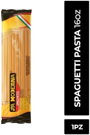 LA MODERNA,Spaghetti Pasta 16 oz, Made with Durum Wheat Semolina, Enriched with Iron & B Vitamins-| Non-GMO-| Kosher-, Pantry Essential, (Pack of 5)