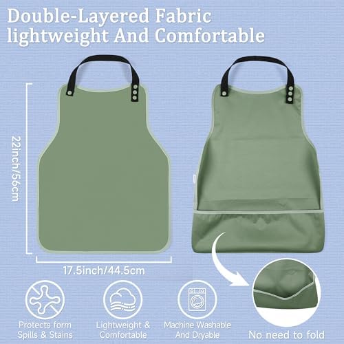 Adult Bibs-3 Pcs Washable Clothing Protector with Upgraded Crumb Catcher