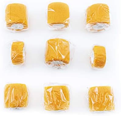 FRESINIDER 9 Rolls Self Adhesive Wrap Athletic Tape Gauze, Breathable Elastic Cohesive Bandage for Sports Injury & Pet (7 Pcs 2" x 5 Yards + 2 Pcs 1" X 5 Yards) (Orange)