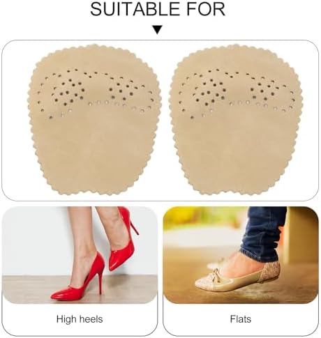 Mobestech Non-Slip High Heels Shoe Cushions 3 Pairs Adhesive Forefoot Ball-of-Foot Pads Thickened Leather Breathable Relief Insoles for Women