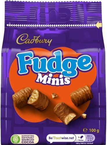 Cadbury Chocolate Fudge Minis Bites, Sharing Bag, Bite Size Treats, 100 g (Pack of 1)