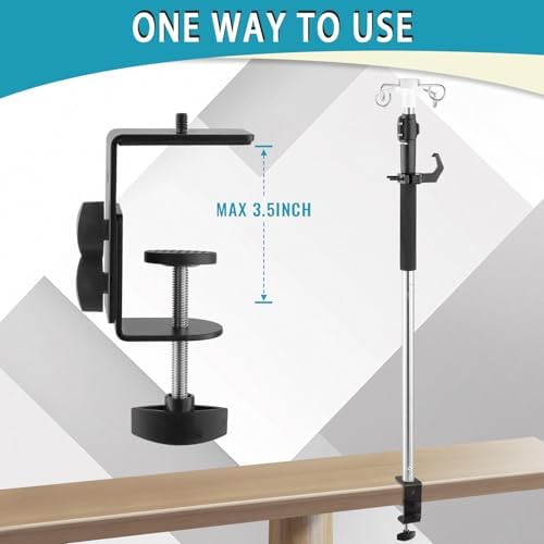 Table IV Poles Telescopic,32 to 56In Portable Desktop IV Stand with Storage Bag 4 Hooks IV Bag Holder Frosted Pipe Extension Pole IV Influsion Pole for Home Hospital Clinic (Stainless Steel)