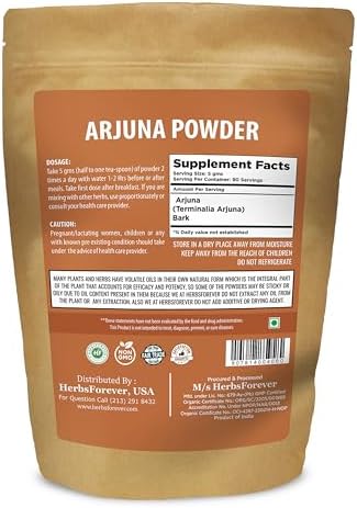 Herbsforever Terminalia Arjuna Bark Powder -Heart Strong & Cardik Rejuvenating Tonic, Wild Harvested -Non GMO, Vegan-2X Potency | Ultra Clean |NO Sand & Mud| Steam Sterilized|16oz-1LBS|BPA Free