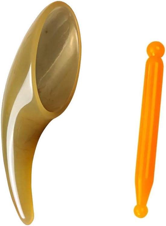 2 Pack Muscle Scraper Tools Ergonomic Horn Shaped Guasha Massage Tool Trigger Point Therapy Gua Sha Tool Body Massage Oil Applicator for Sore Muscle Relief Scar Tissue Treatment Neck Shoulder