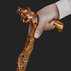 Wooden Walking Cane, Hand-Carved Wood Walking Cane for Men and Women, with Massage Function Support up to 500lbs, High-end Canes for Seniors Suitable for Gift Giving