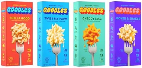Goodles Mac & Cheese Assortment 4 Pack, 6oz - 14g Protein, 6g Fiber with Prebiotics, 21 Plant-Based Nutrients and Made w/REAL Cheese! | Clean Label Certified
