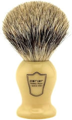 Parker 3-Band Pure Badger Bristle Shaving Brush – Faux Ivory Handle, Classic Wet Shave Brush for Lathering Shaving Soaps & Creams with Bladed Razors