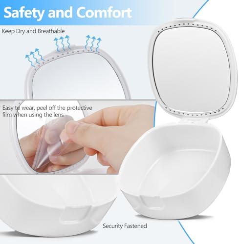 Retainer Case, Denture Case Night Guard Mouth Guard With Mirror and Ventilation Holes,Pink Flower