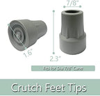 Crutch Accessory Replacement Kits, Includes Crutch Hand Grip, Underarm Crutch Pad and Feet Tips for Elderly Disabled, Gray, 6 Pcs