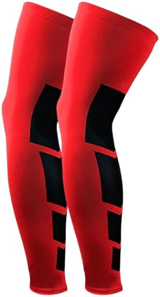 Full Length Compression Leg Sleeves, Anti-Slip Knee Brace for Basketball Running Cycling Sports