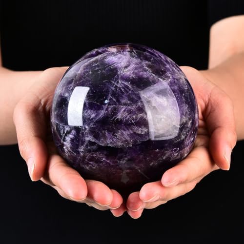 Large Dream Amethyst Crystal Ball with Stand Healing Crystals Sphere for Meditation, Divination, Witchcraft 110-120mm/4.3-4.7"
