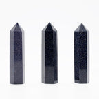 Angelstones Natural Blue Sandstone Gemstone Healing Crystal Hexagonal Pointed Reiki Chakra Faceted Prism Wand Carved Stone Figurine Home Decor