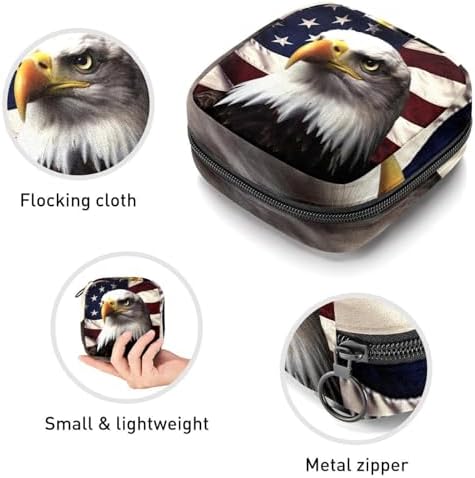 Period Bag,Sanitary Napkin Storage Bag,American Eagle Usa Flag,Tampon Bag for Purse