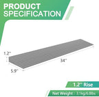 1.2" Rise Threshold Ramps for Doorways, 2000 Lbs Load Capacity, 34 inch Long Non-Slip Natural Rubber Power Wheelchair Ramp Stacking to Use for Doorways, Curb, Sweeper, Power Scooters, Bathroom-Grey
