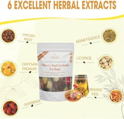 Nature Chicory And Gardenia Tea For Diabetics - Supports Digestion, Weight & sleep, Kidney and Liver Tea, Natural Sugar-Free Blend, Vegan & Caffeine-Free,120gr (15bags x 8gr)