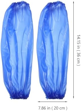 Waterproof Pvc Arm Sleeves for Women, Long Oilproof Protective Oversleeves, Reusable Housework and Cooking Sleeve Guards, Blue, 1 Pair