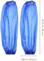 Waterproof Pvc Arm Sleeves for Women, Long Oilproof Protective Oversleeves, Reusable Housework and Cooking Sleeve Guards, Blue, 1 Pair
