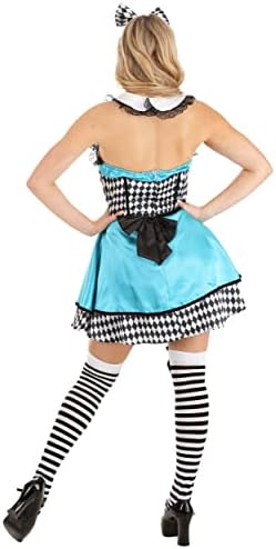 Women's Sexy Dark Alice Costume Dress with Apron, Collar, Headband and Stockings - Gothic Wonderland Style