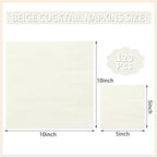 NatNarr 120 Pcs Cocktail Napkins Ivory Napkins Disposable Cream Dessert Beverage Napkin Beige Party Napkin for Wedding, Baby Bridal Shower, 5X5 Inch