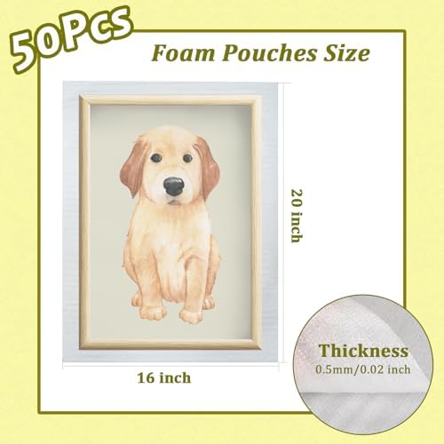 50PCS 16"x20" Cushion Foam Pouches, Moving and Packaging Supplies for Dishes and Fragile Item, Large Packing Cushioning Supplies Foam Wrap Pouches & Sheet for Moving, Packing, Transportation, Storage