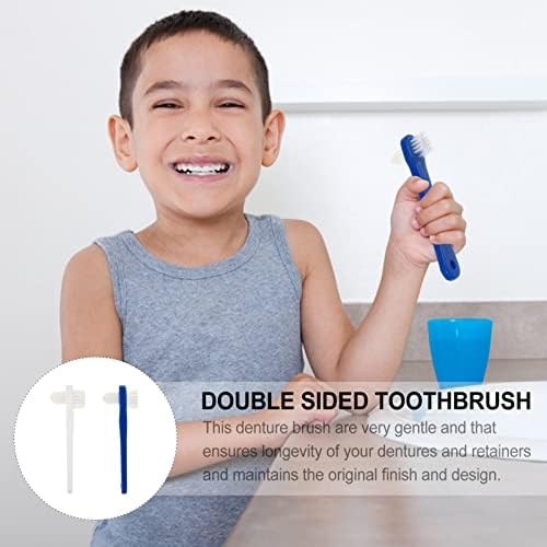 FOMIYES Dual Head Brush 2pcs Set T-Shaped Handle Soft Nylon Bristles Cleaning Tools for False