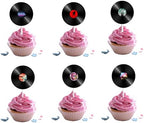 18pcs 80s Vinyl Record Cupcake Toppers for Boys Girls Adults 80s 90s Birthday Themed Party Decorations Supplies Rock and Roll Music Cake Decorations