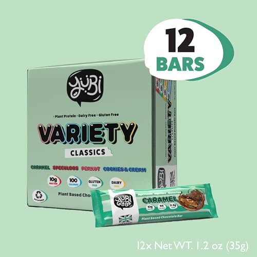YuBi Bars - Protein Bars - 12 Bar Variety Pack - 100 Calories, 10g of Protein, Low Sugar, Low Carb, Palm Oil Free/Non-GMO, Gluten Free, Dairy Free, Healthy Snack, Non-GMO - 14.8oz (12 Pack, Variety Box)