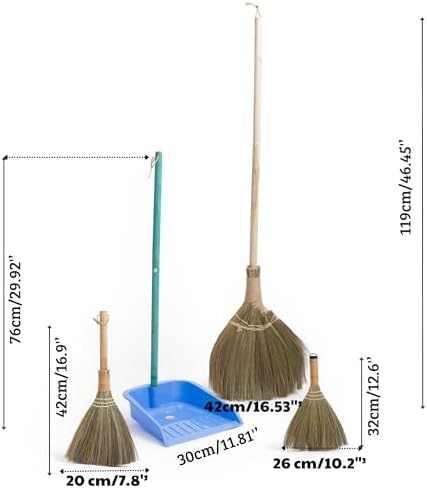 Broom and Dustpan Set for Home, Set of 3 Brooms - Broomstick for House, Garage, Office, Lobby Room, Kitchen