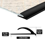 [New Upgrade] Floor Transition Strip, Self Adhesive Rubber Rug Gripper Tape Carpet Edge Trim Strip, Wood Tile Laminate Transition Cover Doorway Gap for Threshold Height Less Than 6mm (Black, 10ft)