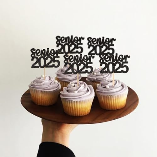 24 Pack 2025 Graduation Cupcake Toppers Senior 2025 Congrats Grad Graduation Hat Cupcake Picks for 2025 Graduation Theme Birthday Party Supplies Decorations senior1b