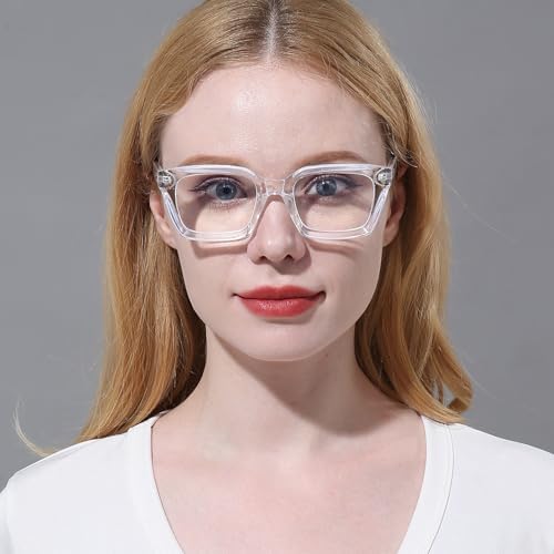 DXYXYO 3 Pack Oprah Style Oversized Computer Glasses Men and Women Fashion Square Blue Light Blocking Reader without Magnification