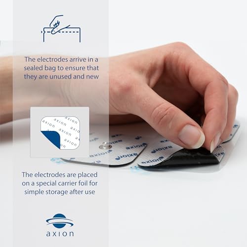 20 axion TENS Unit Electrode Pads 2x2'' - Replacement Pads with 3,5mm Snap Button for TENS Machines and Muscle Stimulators | Reusable Self-Adhesive TENS/EMS Electrodes