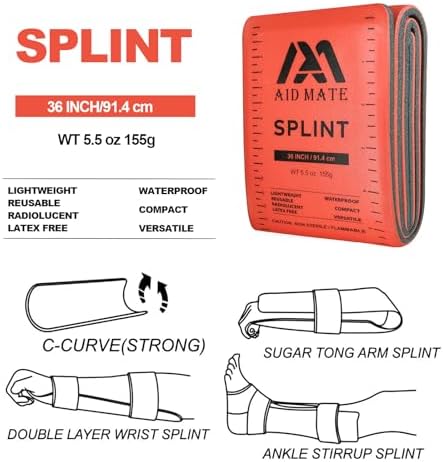First Aid Splint 36" X 4.3" Orange-Gray (Folded) Ideal for Sports, Home, First Aid Refill and Pets…